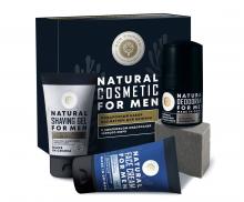 Подарочный набор косметики Natural Cosmetics for MEN Gift SET NEW: Крем для лица Увлажняющий 100г.; Гель для бритья для всех типов кожи 130г.; Дезодорант Sensetive 50г.; Мыло на каждый день 90г.